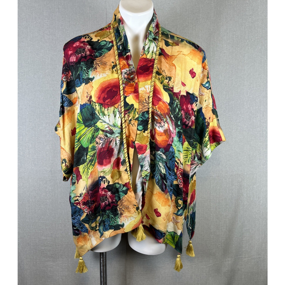 Soft Surroundings Kimono Cardigan Womens Size XL Floral Open Front Amora Topper
